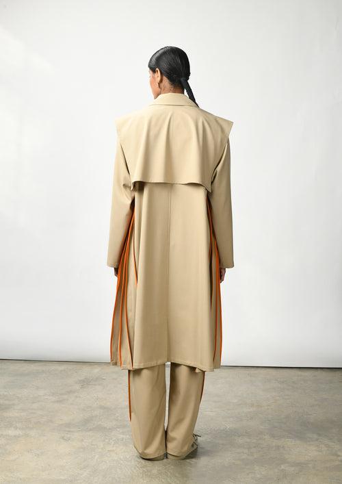 Midi trench coat with binding