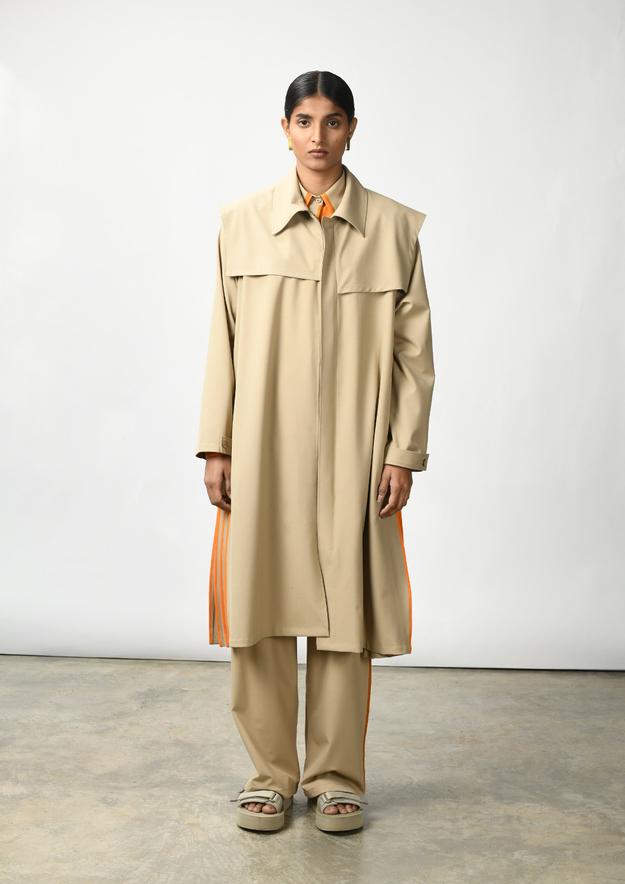 Midi trench coat with binding