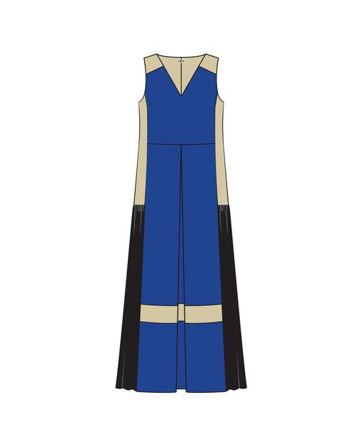 Colour blocked poplin dress