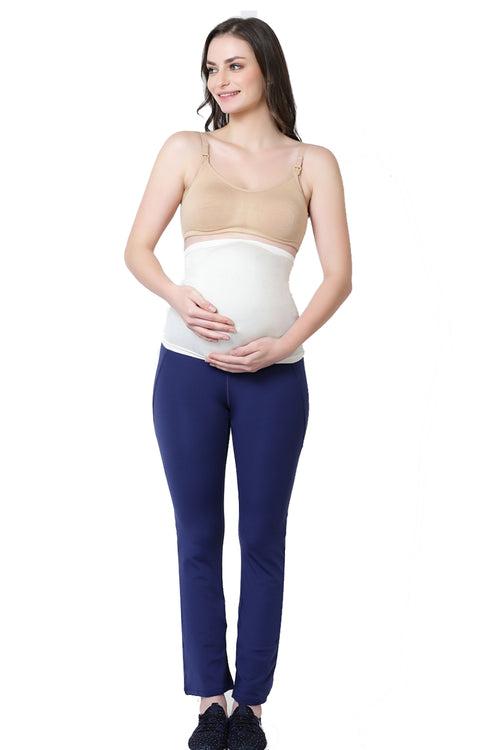 Bamboo Fiber Gathered Side Maternity Belly Band-ISMB002-Bright White