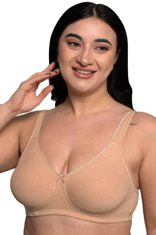 Plus Size Beige Organic Cotton Bamboo Non padded Side support bra