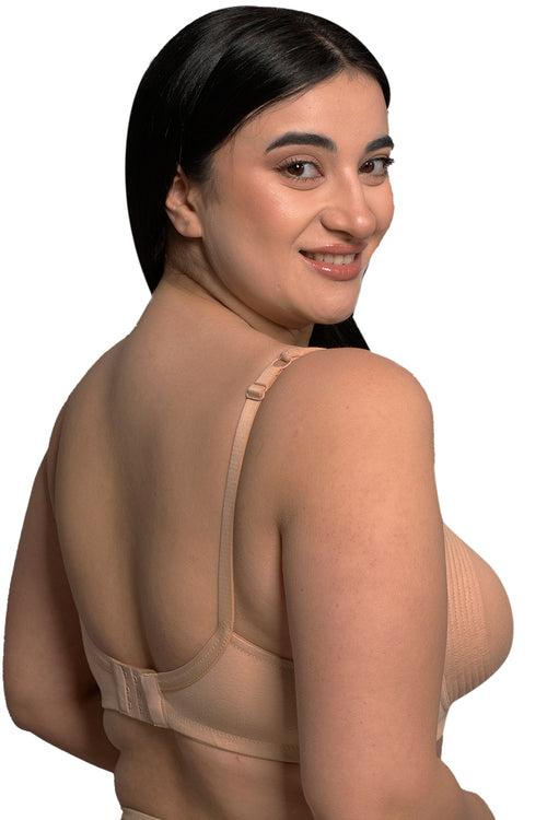 Plus Size Beige Organic Cotton Bamboo Non padded Side support bra