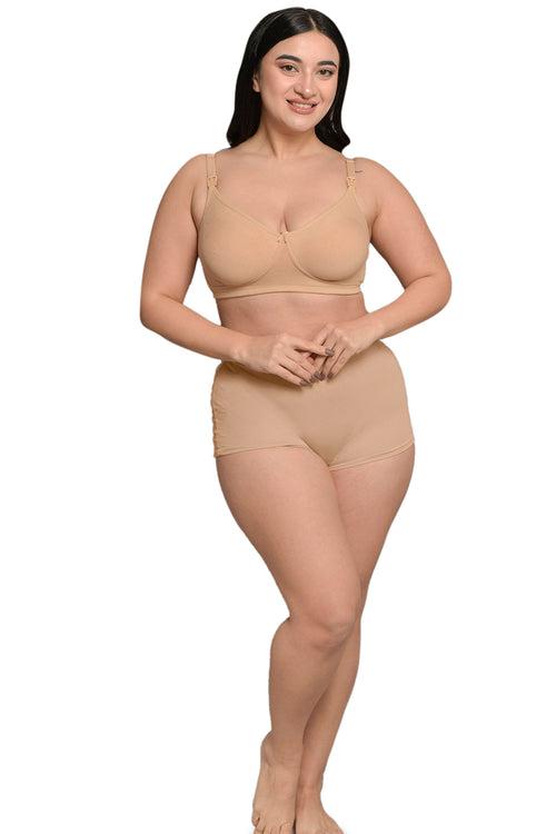 Plus Size Beige Organic Cotton Bamboo Non Padded  Feeding Bra