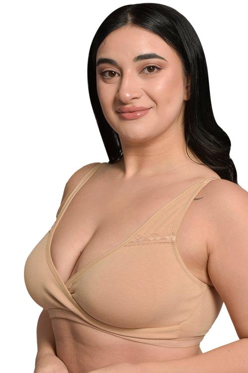 Plus Size Nude Organic Cotton Bamboo Non Padded  Sleeping Bra