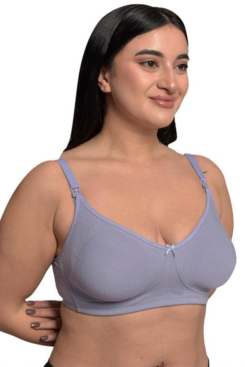 Plus Size Lavender Organic Cotton Bamboo Non Padded  Feeding Bra