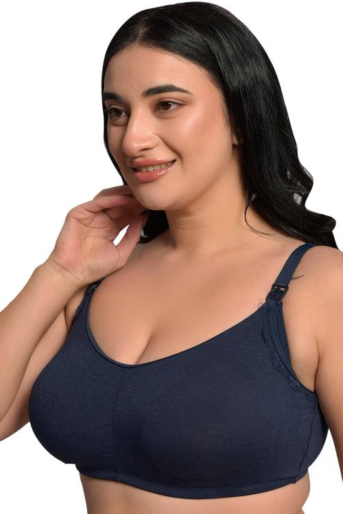 Plus Size Navy Organic Cotton Bamboo Nursing Bra with Removable pads