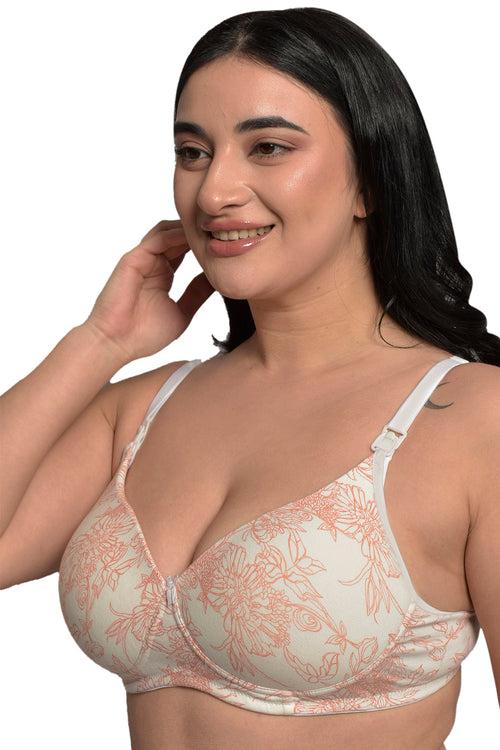 Plus Size Carrot Print Organic Cotton Bamboo Padded Feeding Bra