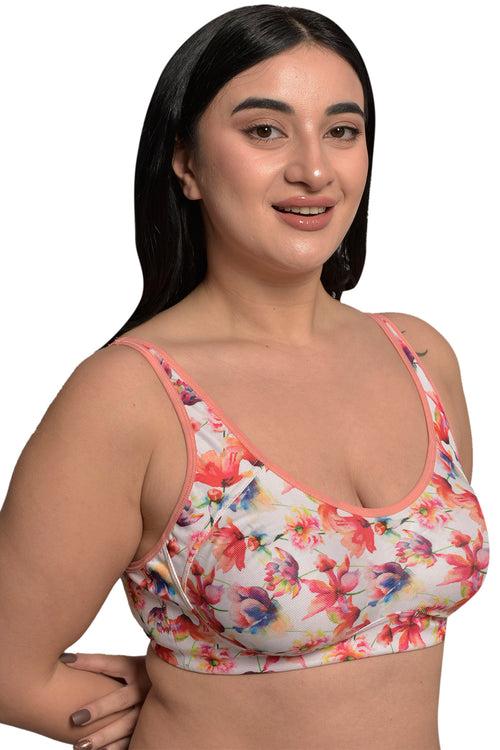 Plus Size peach Organic Cotton Bamboo Non Padded Support bra