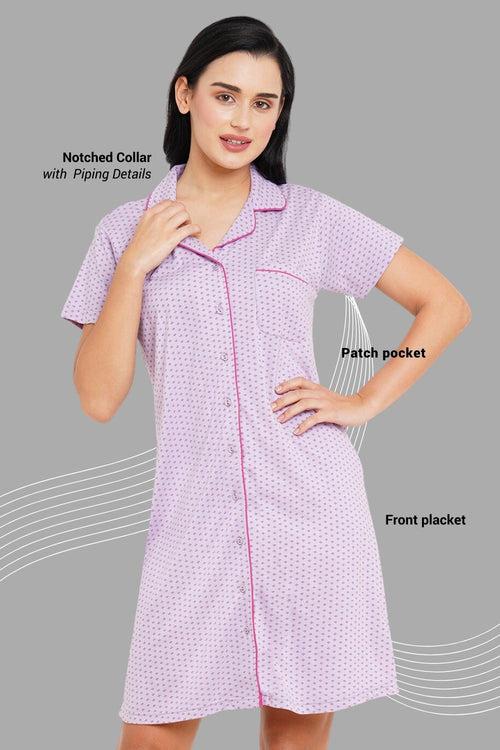 Organic Cotton and Bamboo fibre sleep shirt with a hairband_ISL026-Tipki print