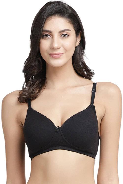 Organic Cotton  Antimicrobial Wire-free Padded Bra (Pack of 3)-ISB068-Black_Black_Coral Pink-