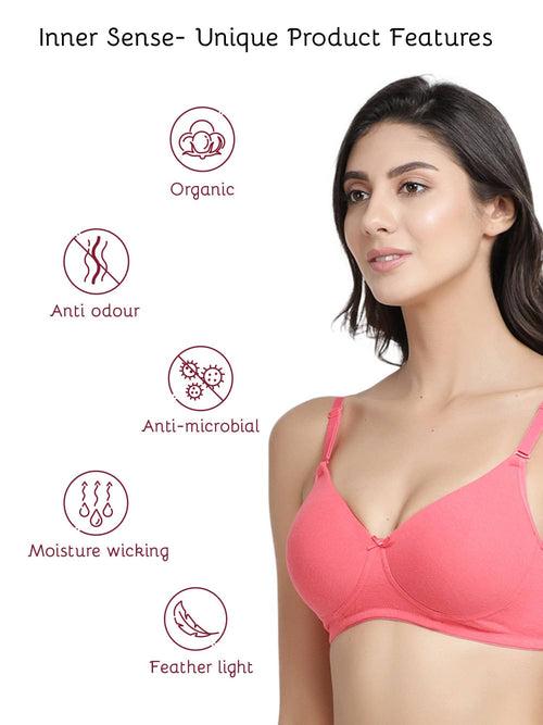 Organic Cotton  Antimicrobial Wire-free Padded Bra (Pack of 3)-ISB068-B.Pink_B.Pink_Coral Pink-