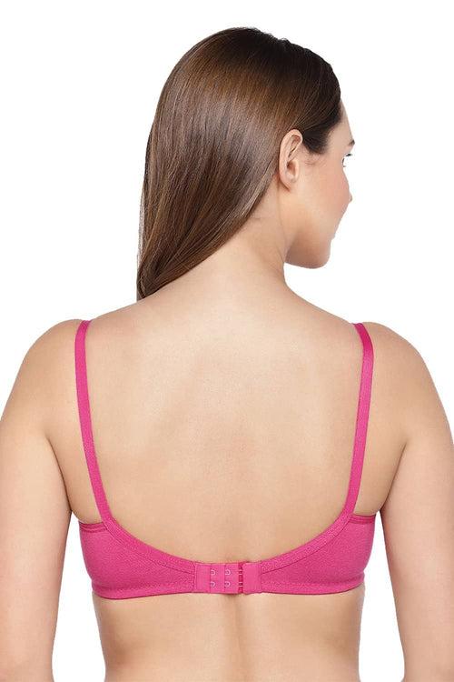 Organic Cotton Antimicrobial Seamless Triangular Bra with Supportive Stitch (Pack of 2)-ISB099-Fuschia_M.White-