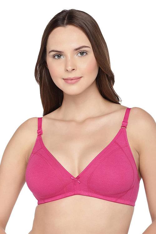 Organic Cotton Antimicrobial Seamless Triangular Bra with Supportive Stitch (Pack of 3)-ISB099-_Fuschia_Fuschia_M.White-