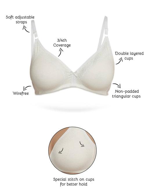 Organic Cotton Antimicrobial Seamless Triangular Bra with Supportive Stitch (Pack of 2)-ISB099-Fuschia_M.White-