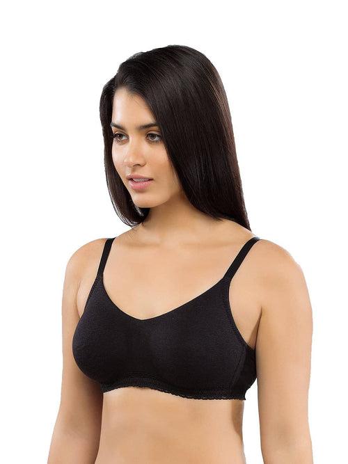 Organic Seamless Laced Bra (Pack of 3)-ISB054-Skin_Skin_Black-