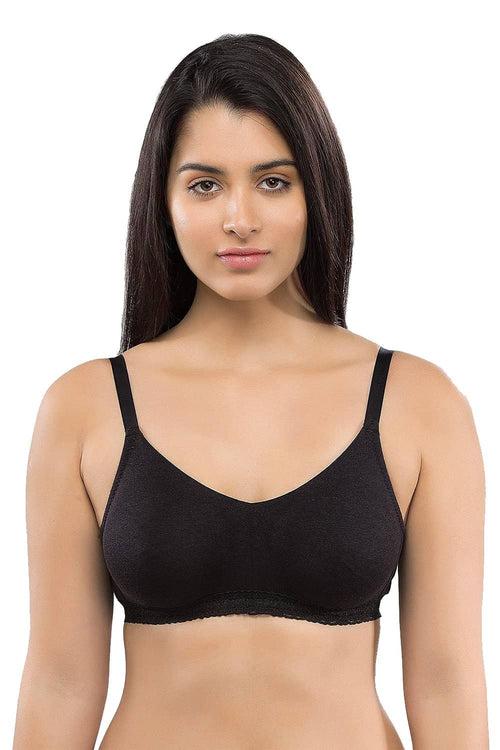 Organic Seamless Laced Bra (Pack of 3)-ISB054-Skin_Skin_Black-