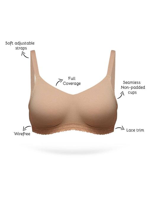 Organic Seamless Laced Bra (Pack of 3)-ISB054-Skin_Skin_Black-