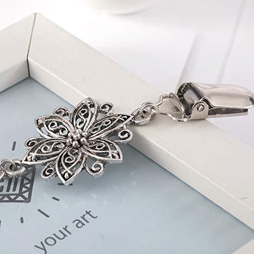 Yellow Chimes Elegant Cardigan Brooch Sweater Collar Shawl Clip Classic Floral Design Silver Plated Brooch for Women