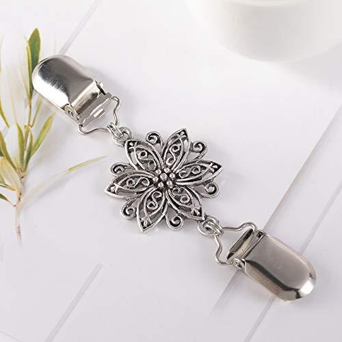 Yellow Chimes Elegant Cardigan Brooch Sweater Collar Shawl Clip Classic Floral Design Silver Plated Brooch for Women