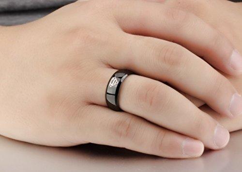 Yellow Chimes Titanium Superman Stylish Black Ring for Men and Boys, US 8 (YCFJRG-SUP2245-8-BK)