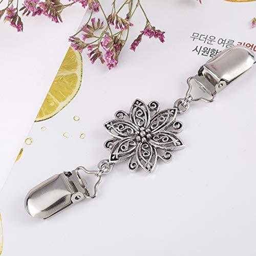 Yellow Chimes Elegant Cardigan Brooch Sweater Collar Shawl Clip Classic Floral Design Silver Plated Brooch for Women