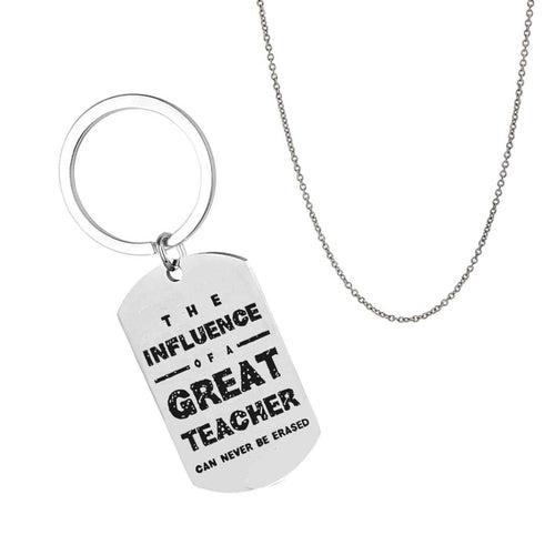 Yellow Chimes "The Influence Of A Great Teacher Can Never Be Erased Touching Message Keychain Pendant with Chain/Gift for Teacher's/Teachers Day Gift/Teachers Birthday Gift