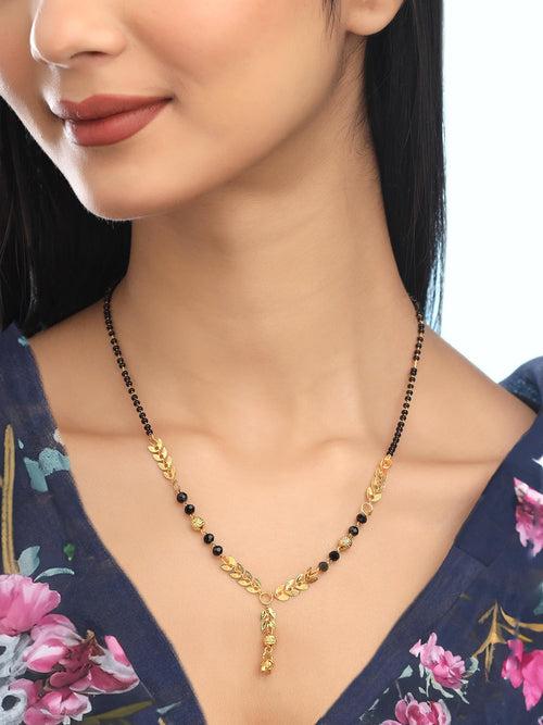 Yellow Chimes Mangalsutra for Women Combo of 3 Pcs Gold Plated Black Beads Mangal Sutra Pendant Necklace for Women and Girls.