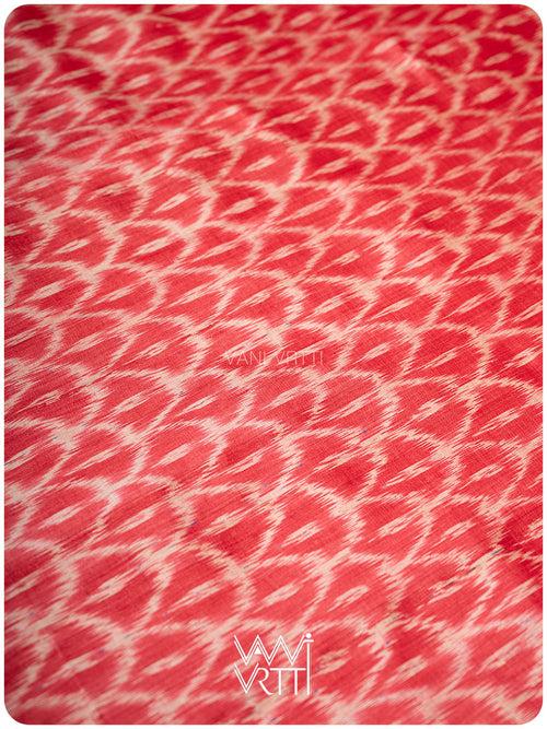 Watermelon Red Samudra Lahar Ikat Handspun Tussar Silk Sari