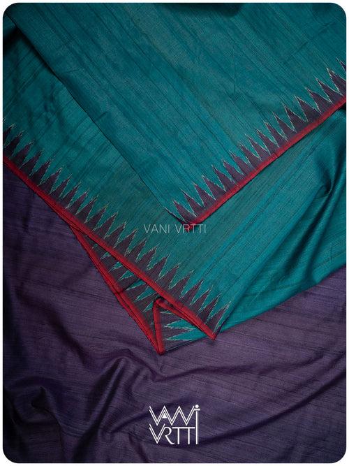 Teal Blue Antara Handspun Tussar Silk Saree