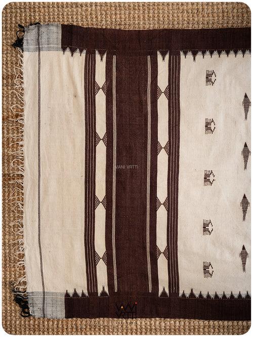 Off White Coffee Brown Crab Motif Kotpad Shawl