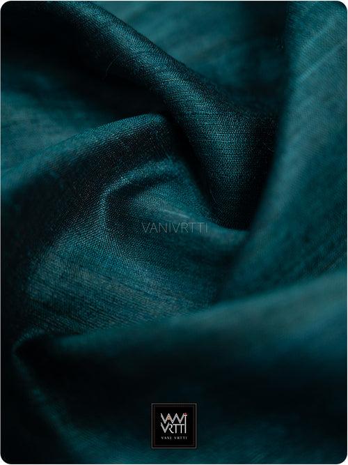 Deep Teal Red Mustard Aarush Handspun Tussar Silk Saree