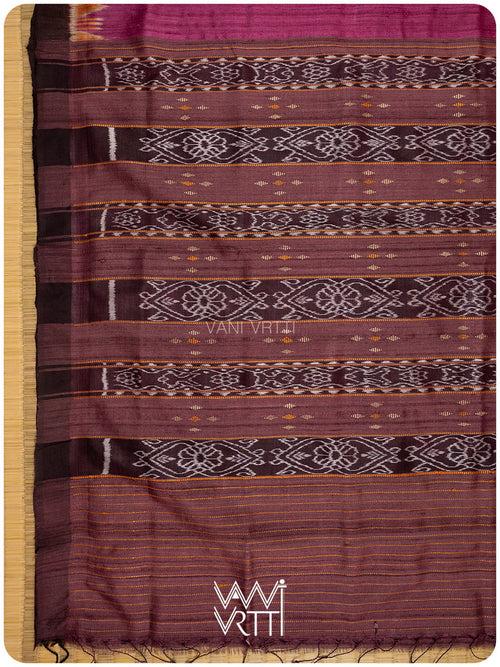 Rani Pink Coffee Nadi Handspun Tussar Silk Saree