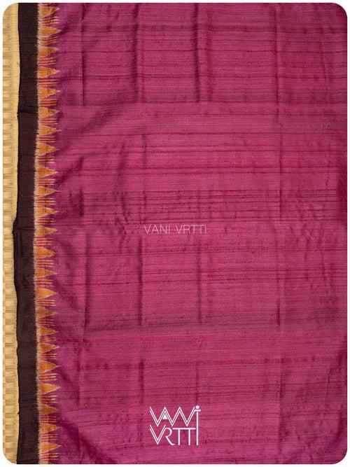 Rani Pink Coffee Nadi Handspun Tussar Silk Saree