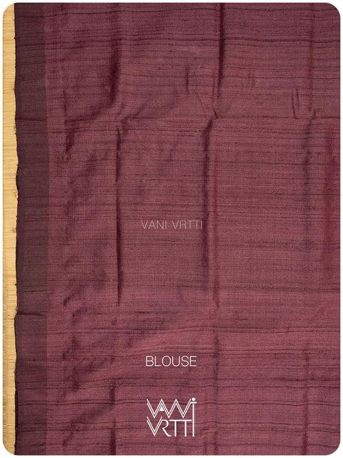 Rani Pink Coffee Nadi Handspun Tussar Silk Saree