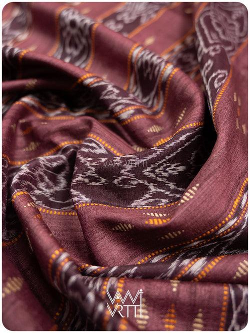 Rani Pink Coffee Nadi Handspun Tussar Silk Saree