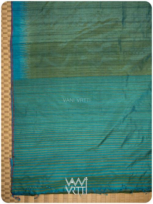 Fern Green Firozi Antara Handspun Tussar Silk Saree