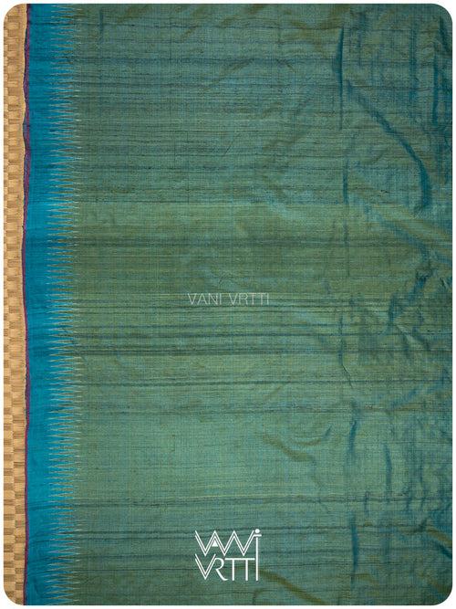 Fern Green Firozi Antara Handspun Tussar Silk Saree