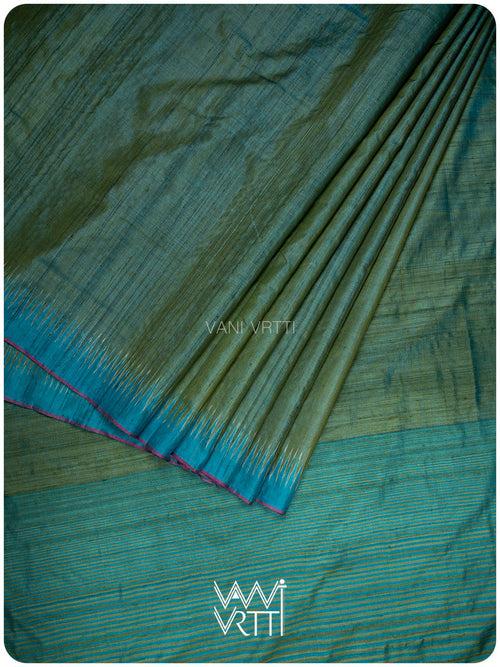 Fern Green Firozi Antara Handspun Tussar Silk Saree