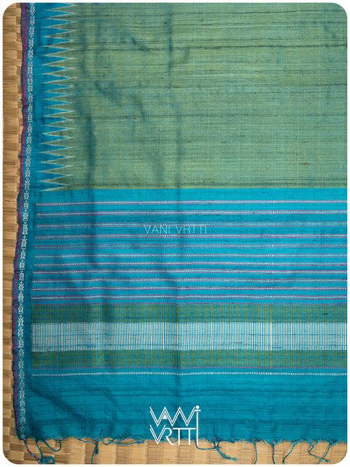 Fern Green Firozi Aarush Handspun Tussar Silk Saree