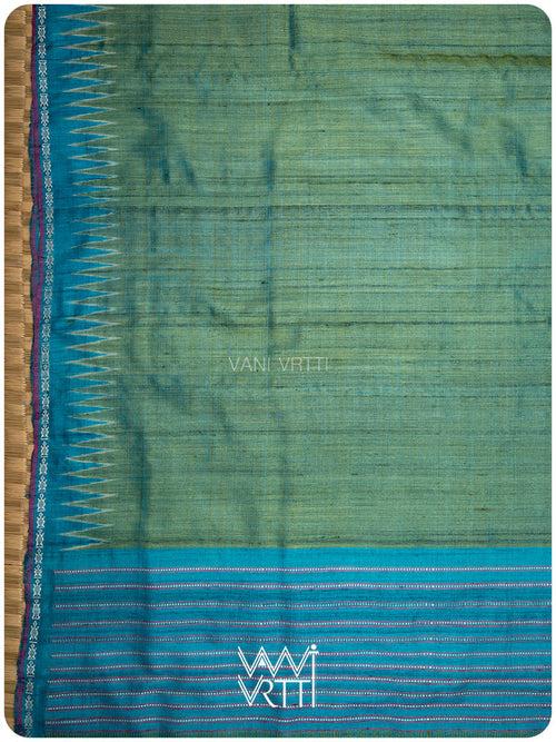 Fern Green Firozi Aarush Handspun Tussar Silk Saree