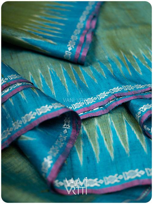 Fern Green Firozi Aarush Handspun Tussar Silk Saree