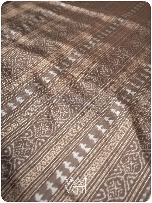 Deep Grey Wild Flower Prakritik Betel Nut Natural Dyed Mulberry Silk Ikat Saree