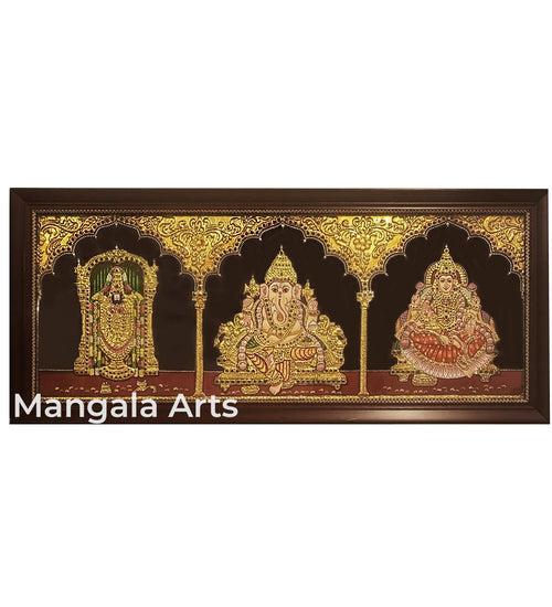 3 God Panel Tanjore Painting