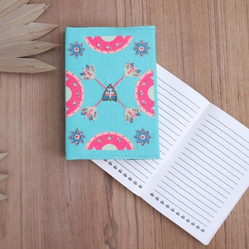 Teal hand embroidered diary