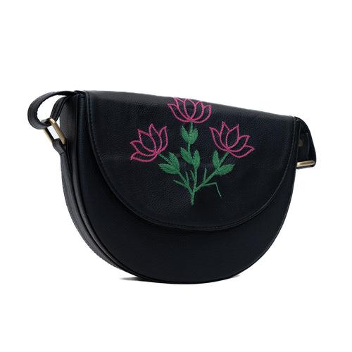 Pichwai hand embroidered lune bag