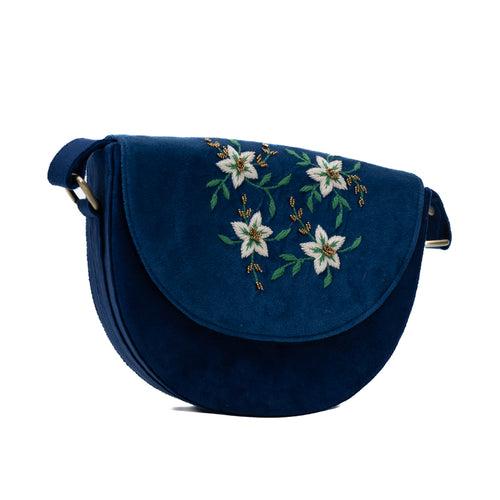 Senorita blue hand embroidered sling bag