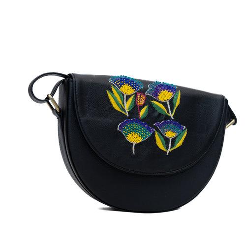 Bling hand embroidered black sling bag