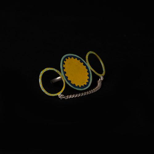 Jhil Mil hand painted Silver Ring