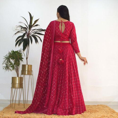 Ready to wear Rani pink Chikankari lehenga choli