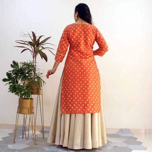 Ready to wear pumpkin Rubber Printed Dress